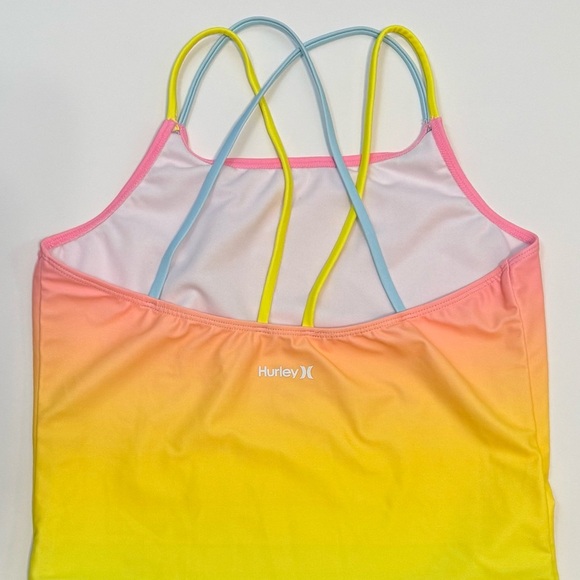 Hurley Rainbow Ombre Girls Strappy All Over Print One Piece Swimsuit Size 14 - Picture 7 of 9